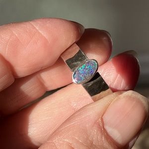 Opal Ring 925 Sterling Silver Dainty Ring Minimalist Gemstone Ring Fiery Opal